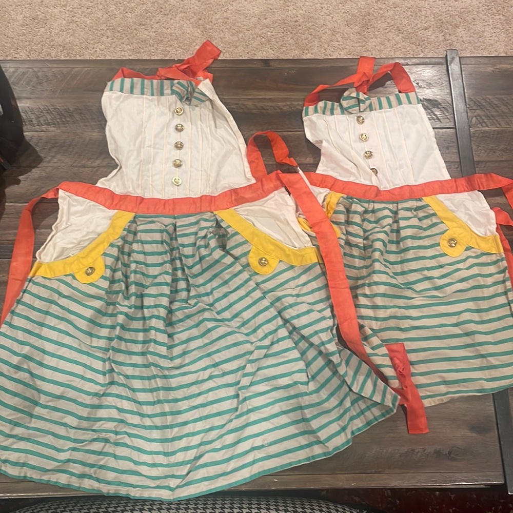 Anthropologie matching Adult and Child apron good used condition